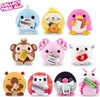 A collage of plush toys, each holding a different snack or drink. Produktbild-Vorschau