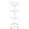 A white, three-tiered, foldable drying rack with wheels. Produktbild-Vorschau