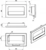 Technical drawings and dimensions of a fireplace. Anteprima dell’immagine prodotto