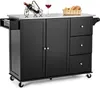 A black kitchen cart with a stainless steel top, shown from a front-diagonal angle. Náhľad obrázku produktu