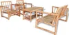 A bamboo lounge set with two chairs, a bench, and a coffee table, displayed on a white background. Náhled obrázku produktu