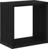 A black wooden cube shelf against a white background. Produktbild-Vorschau