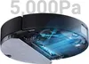 Close-up view of the underside of a robotic vacuum cleaner, highlighting its suction power with blue light effects. Náhled obrázku produktu