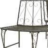 A close-up view of a dark gray, semi-circular metal garden bench against a white background. Náhled obrázku produktu