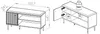 Two line drawings of a cabinet, one showing dimensions and the other showing internal shelves and weights. Produktbild-Vorschau