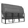A gray outdoor sofa covered with a protective gray cover, shown from a side-angle. Produktbild-Vorschau