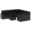 vidaXL 9-tlg. Garten-Sofagarnitur mit Kissen Schwarz Poly Produktbild-Vorschau 1