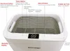 A close-up view of the top and front of a white dehumidifier, with labels pointing to various buttons and indicators. Anteprima dell’immagine prodotto