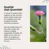 „Qualität statt Quantität“ mit Darstellung von Mariendistel und Artischocke für reine Anteprima dell’immagine prodotto