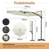 Parasol de jardin Ikodm 3 m beige, parasol à pied déporté Voir les images du produit 2