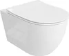 A white wall-mounted toilet with the lid closed, shown from a slight angle against a white background. Produktbild-Vorschau