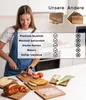 A woman is preparing food in a kitchen, with a comparison chart and product images in the background. Náhled obrázku produktu