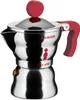 A studio shot of a red and silver Alessi Moka pot. Produktbild-Vorschau