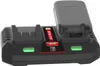 A black dual battery charger with a transparent lid, sitting on a white background. Voir les images du produit