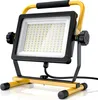 A black and yellow LED work light with a stand, shown on a white background. Produktbild-Vorschau