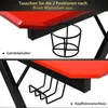 Close-up shots of a red and black gaming desk, highlighting its features. Produktbild-Vorschau