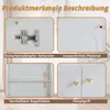 A collage of four close-up images showcasing features of a white cabinet with gold hardware, set against a neutral background. Produktbild-Vorschau