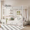 Merax Hochbett 90x200 mit Schreibtisch & Kleiderschrank, Produktbild-Vorschau 1
