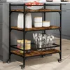vidaXL Kuchyňský vozík kouřový dub 65x40x86,5 cm materiál Náhled obrázku produktu 2