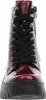 A close-up, front-facing view of a red patent leather boot with black laces. Náhled obrázku produktu