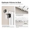 Collage of images showing details of a white radiator. Produktbild-Vorschau