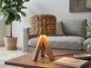 Kleine Boho Tischlampe mit Holz Dreibein & E14 Schirm Produktbild-Vorschau 10