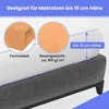 A close-up view of a mattress with a fitted sheet, illustrating its height and material properties. Produktbild-Vorschau