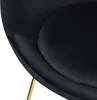 A close-up view of a black velvet chair with a gold metal leg. Produktbild-Vorschau