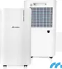 Two white dehumidifiers are shown from different angles against a white background. Voir les images du produit