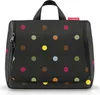A black toiletry bag with colorful polka dots. Produktbild-Vorschau