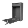 A gray metal mailbox with its door open and a key inserted. Podgląd zdjęcia produktu