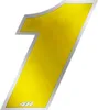 Autocollant numéro de course pour moto "1" jaune 27 x 37 mm Voir les images du produit 1