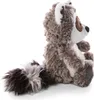 A side profile of a plush raccoon toy sitting on a white background. Produktbild-Vorschau