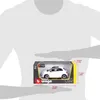 A white Bburago Fiat 500 2007 toy car in its packaging, with dimensions indicated. Produktbild-Vorschau