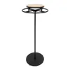 A black floor-standing coat rack with a wooden top and a circular base, shown against a white background. Podgląd zdjęcia produktu