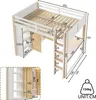 Lit mezzanine, 140 x 200 cm, avec éclairage LED, armoire, Voir les images du produit 6