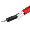 A close-up of a damaged electrical cable with the outer red sheath peeled back. Produktbild-Vorschau