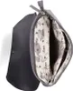 An open gray backpack with a floral patterned interior. Produktbild-Vorschau