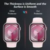 Comparison of two watch protectors, highlighting the thickness and smoothness of one over the other. Produktbild-Vorschau