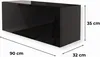 Hoogglans Wandkast Zwart 90x35x32 cm Push-to-Open Klepdeur Productafbeelding-voorbeeld 2