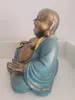 Buddha Figur 23cm gold türkis fröhlich sitzend Produktbild-Vorschau 2