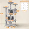 A diagram of a cat tree with dimensions indicated by measurement lines and text labels. Produktbild-Vorschau
