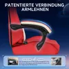Close-up of a gaming chair armrest with text overlays and inset images. Náhled obrázku produktu