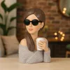 Deko Büste Dame mit Kaffeebecher und Sonnenbrille H. 25cm Produktbild-Vorschau 1