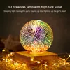 A 3D fireworks lamp with a wooden base, surrounded by fairy lights. Produktbild-Vorschau