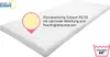 A white mattress topper is shown at an angle on a white background, with informational overlays. Produktbild-Vorschau