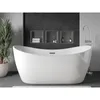 A modern bathroom with a freestanding bathtub, shelves with toiletries, and a plant. Náhled obrázku produktu