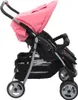 vidaXL Zwillingskinderwagen Rosa und Schwarz Stahl Produktbild-Vorschau 3