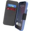 A phone case with card slots and a phone displaying an incoming call. Produktbild-Vorschau