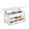 A white lift-top coffee table with storage compartments and drawers, shown against a white background. Produktbild-Vorschau